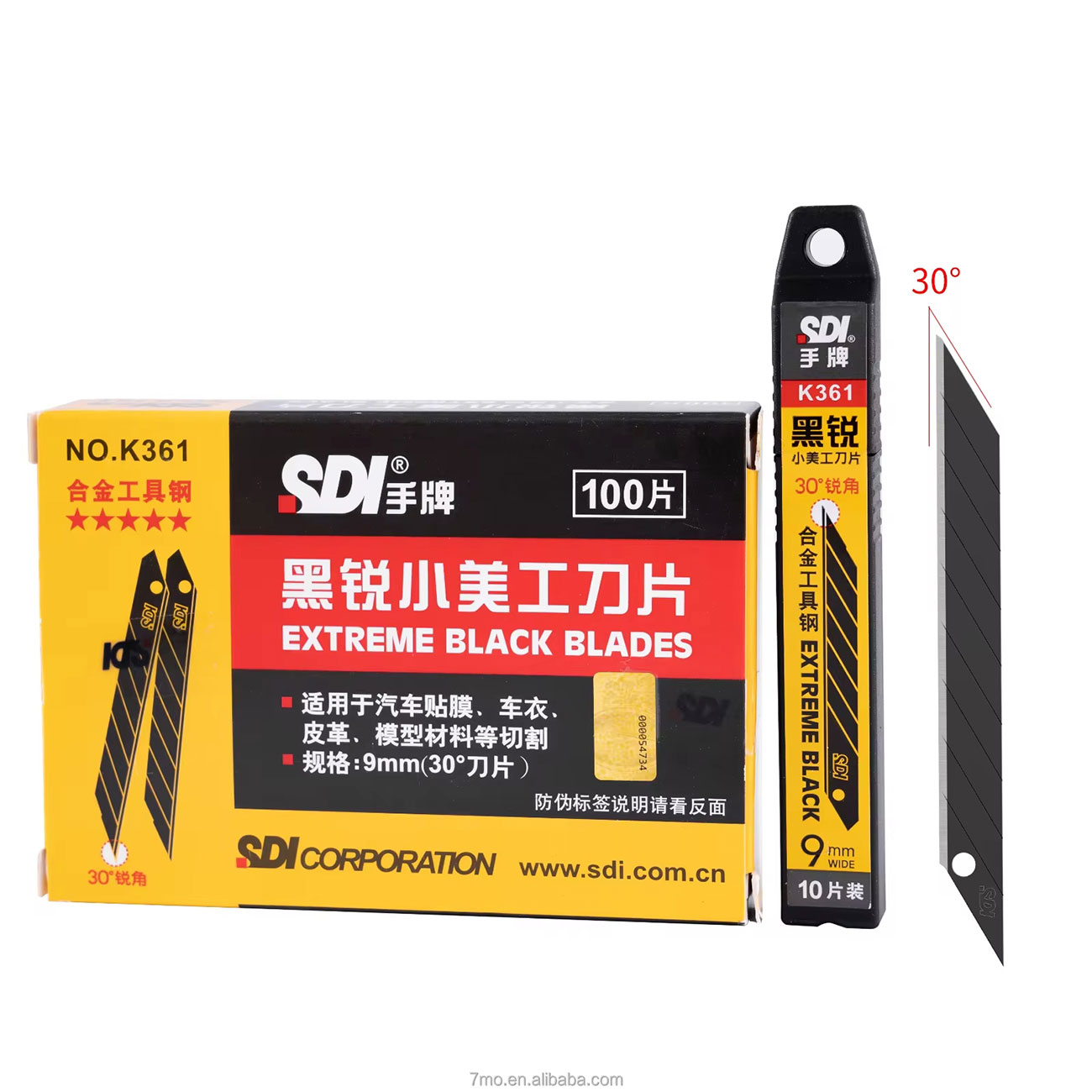 SDI Extreme 100x Ersatzklingen Carbonstahl Abbrechklingen 9 mm 30°