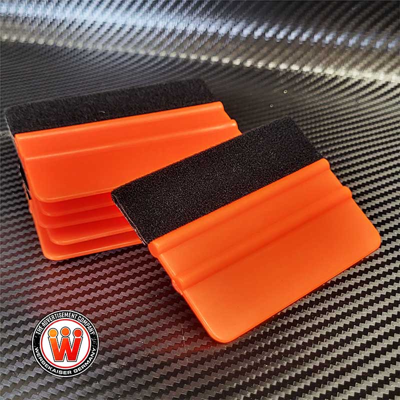 Mini-Rakel Orange soft - Folienrakel mit Filz 5,5x7,5cm