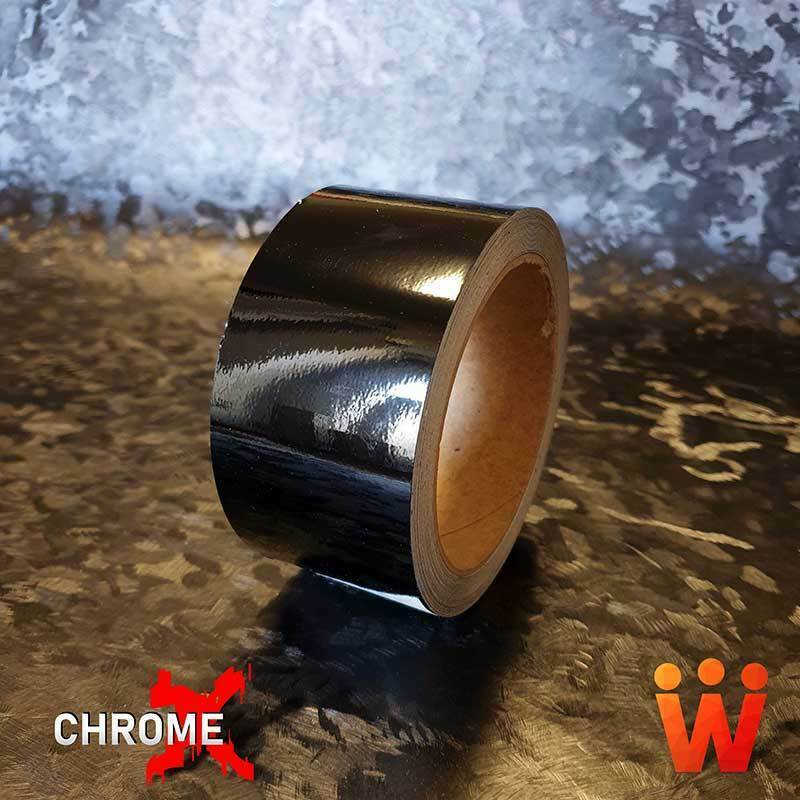 Chrom-Out-Folie-schwarz-glanz-Werbekaiser ChromeX dechrome Zierleistenfolie schwarz glanz 5cm x 10m