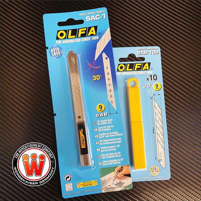 Olfa® SAC-1 Cutter Messer + SAB-10 30° Grad 9mm Ersatzklingen