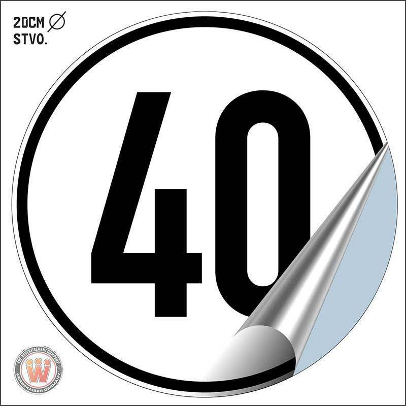 40KMH-Aufkleber_1_Werbekaiser 40 KMH Geschwindigkeitsaufkleber 20cm laut StVo. §58 Zulassung